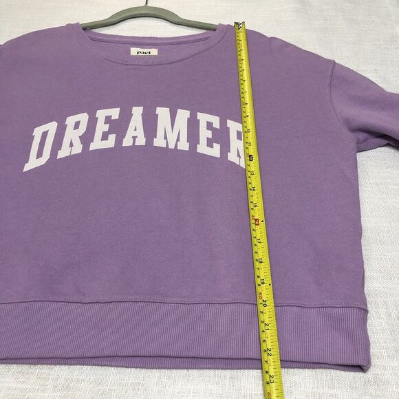 Pact Dreamer Sweatshirt Women L Lilac Boxy Organic Cotton Minimalist Boxy Casual - Picture 12 of 12